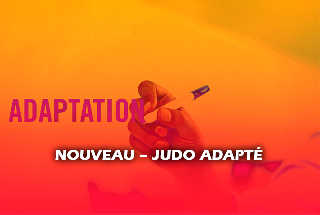 Main tenant un crayon qui termine d'écrire adaptation avec en avant plan écrit nouveau- judo adapté